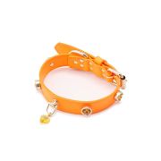 Neon Turuncu Kalpli Swarovski Boyun Tasması