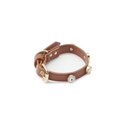 Kahverengi Swarovski Boyun Tasması
