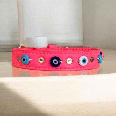 Pembe Nazar Boncuk Boyun Tasması